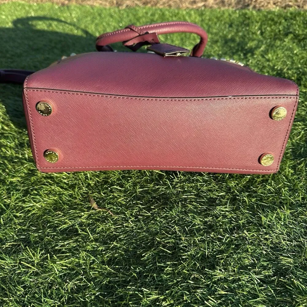 Michael Kors Hamilton‎ Purse Traveler Studded Burgundy Maroon Crossbody Bag